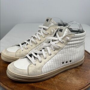 P448 Shoes Wm 42 US 11 Skate White Leather High Top Lace Up Sneakers